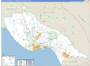 Santa Cruz-Watsonville Metro Area Wall Map Basic Style